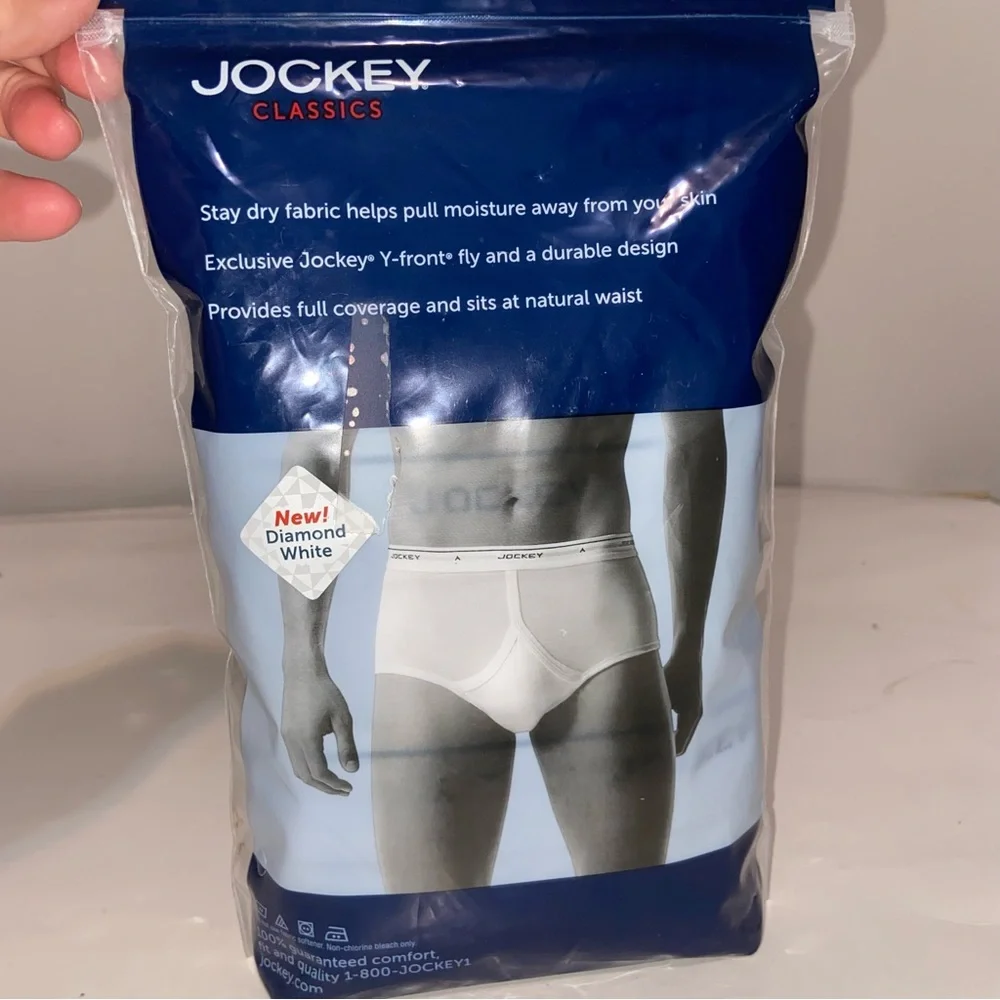 Jockey Classics Full Rise Briefs Mens 42 Diamond White Y-Front Fly Set of 3 New